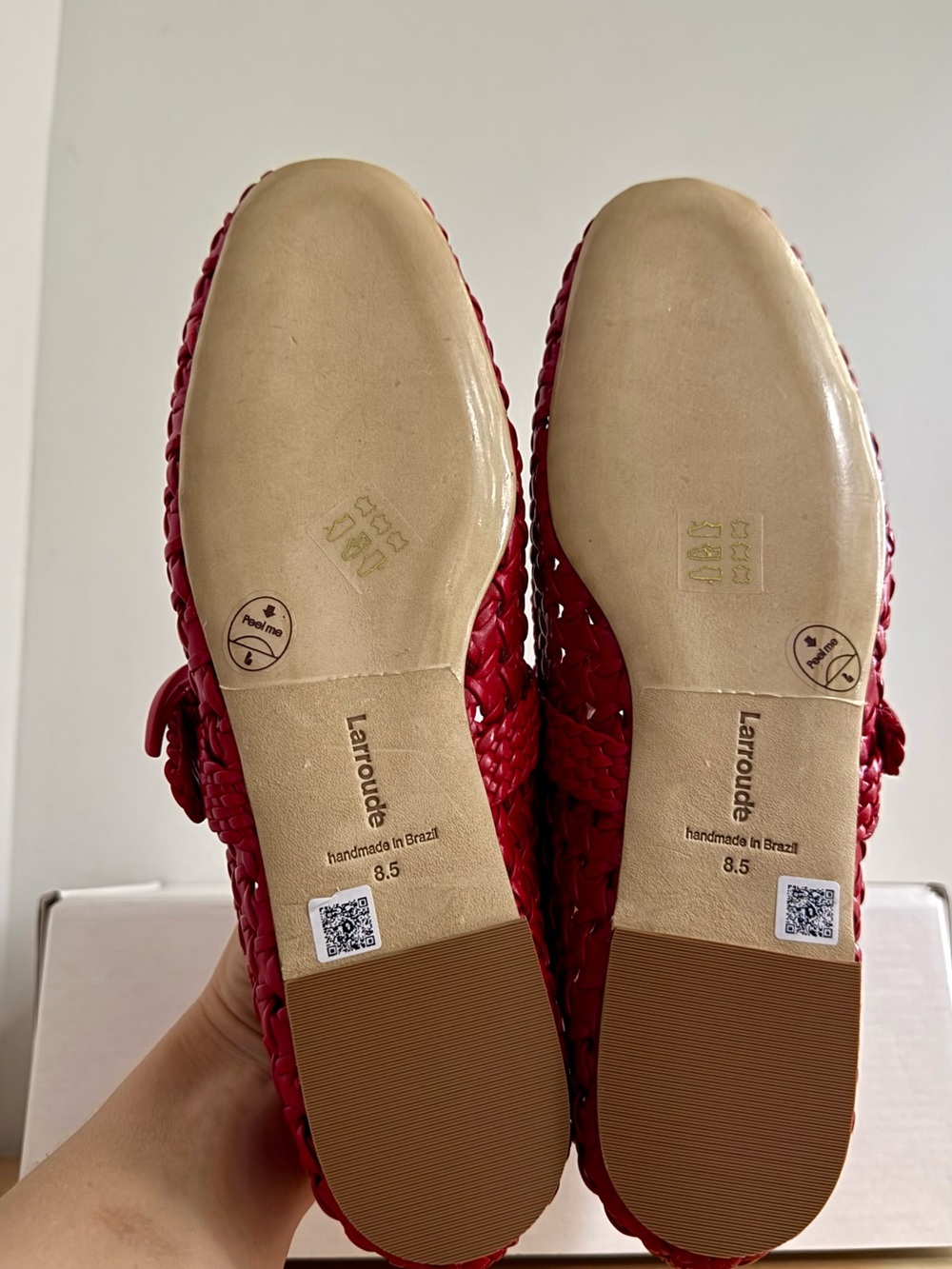 Larroudé Verona New Macrame In Scarlet Leather Size 8.5 US - Picture 5 of 12